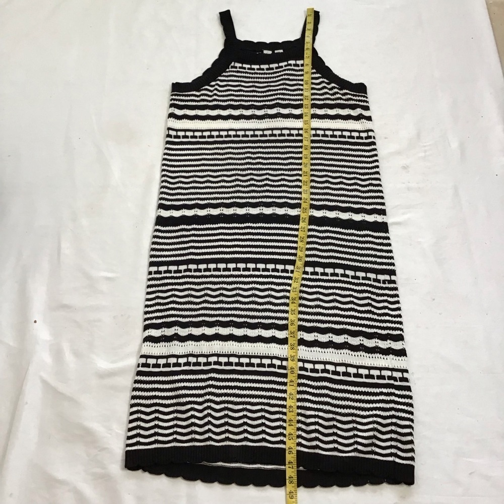 Joie Women Elegant Black White Monochrome Striped Knit Crochet Maxi Dress XL - Picture 10 of 11